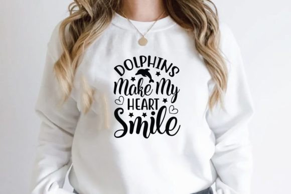 Dolphins Make My Heart Smile Graphics for T-Shirt Designs