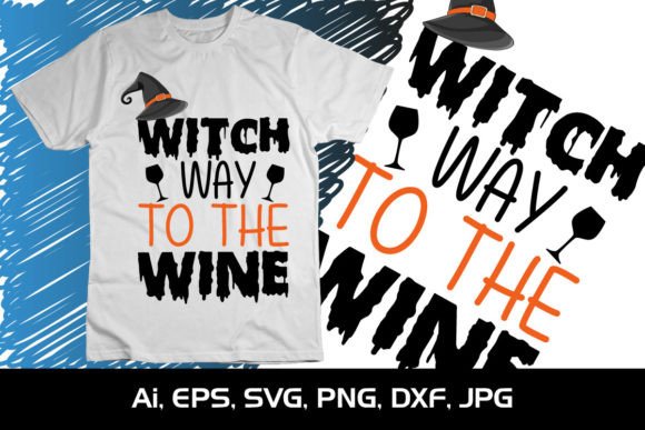 Witch Way to the Wine: Halloween Graphics for T-Shirt Designs